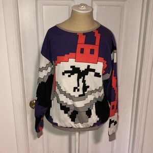 Vintage Bitmap Graphic Reversible Jersey Sweatshirt